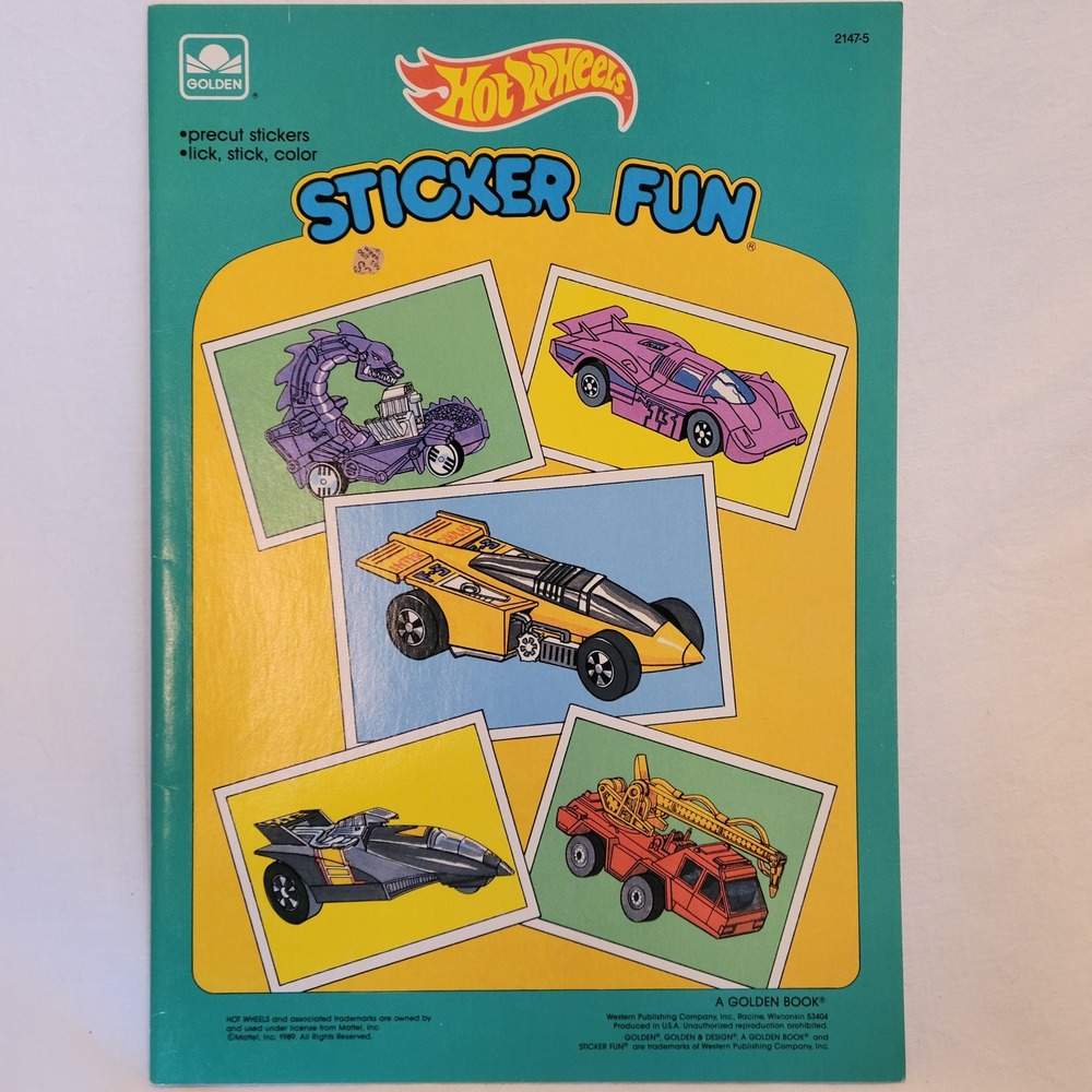 Hotโ Wheels Sticker Fun Golden Book 1989 Vintage Activity Book Retro